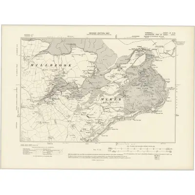 1905 Map of Cornwall LV.NW, 1907 Print