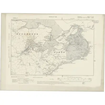 1912 Map of Cornwall LV.NW, 1919 Print
