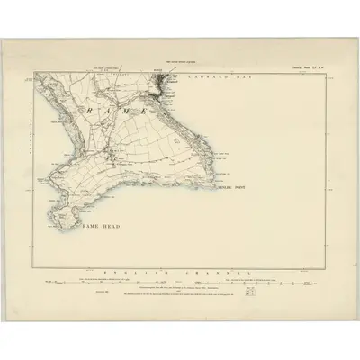 1886 Map of Cornwall LV.SW, 1887 Print