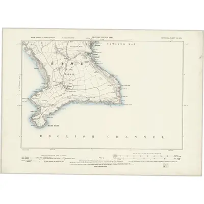 1892 Map of Cornwall LV.SW, 1896 Print