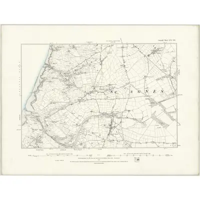 1878 Map of Cornwall LVI.NE, 1888 Print