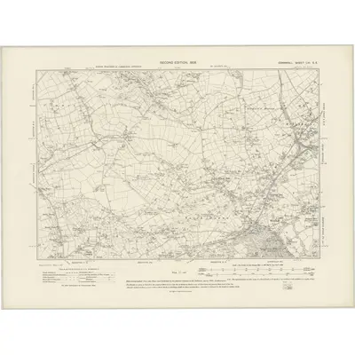 1906 Map of Cornwall LVI.SE, 1908 Print