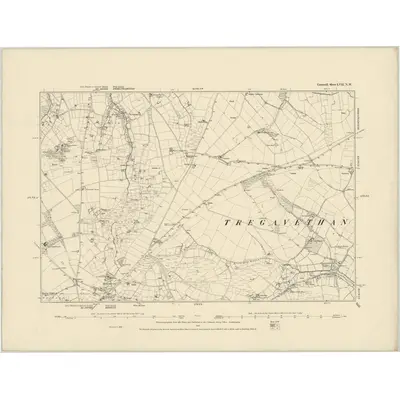 1886 Map of Cornwall LVII.NW, 1887 Print