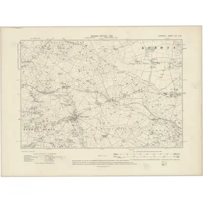 1906 Map of Cornwall LVII.SW, 1908 Print