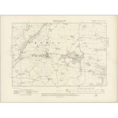 1906 Map of Cornwall LVIII.NE, 1908 Print