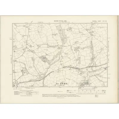 1906 Map of Cornwall LVIII.NW, 1908 Print