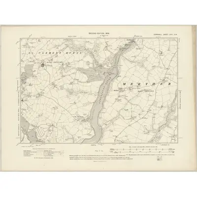 1906 Map of Cornwall LVIII.SW, 1908 Print