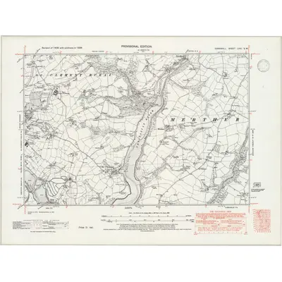 1938 Map of Cornwall LVIII.SW, 1947 Print