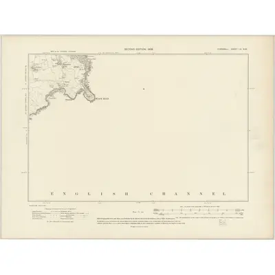 1905 Map of Cornwall LX.NW, 1908 Print