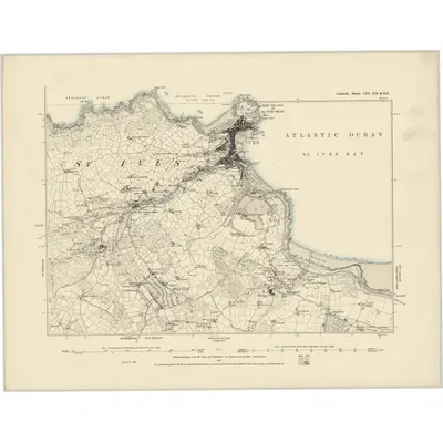 1877 Map of Cornwall LXI.NE & SE, 1887 Print