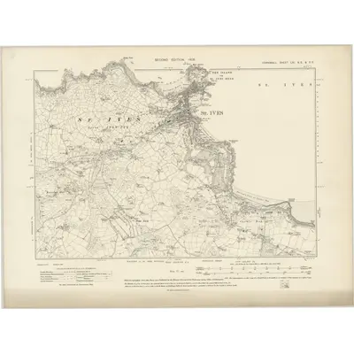 1906 Map of Cornwall LXI.NE & SE, 1908 Print