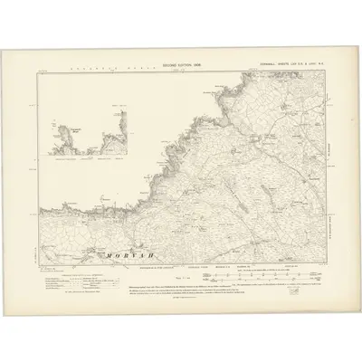 1906 Map of Cornwall LXIA.SE & LVII.NE, 1908 Print