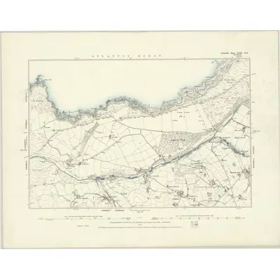 1877 Map of Cornwall LXII.NE, 1887 Print