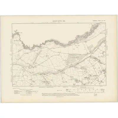 1906 Map of Cornwall LXII.NE, 1908 Print