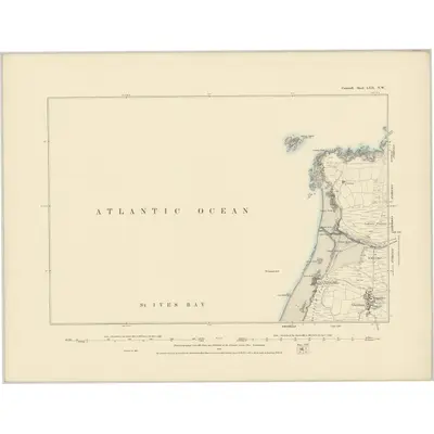 1877 Map of Cornwall LXII.NW, 1887 Print