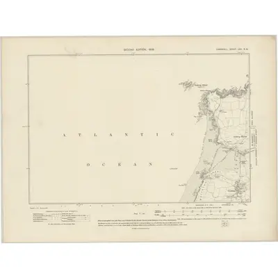 1906 Map of Cornwall LXII.NW, 1909 Print
