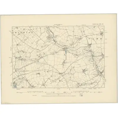 1877 Map of Cornwall LXII.SE, 1887 Print