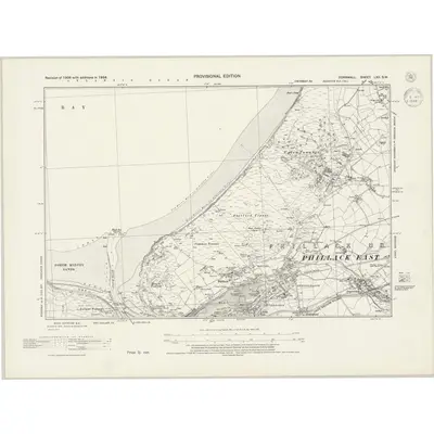 1938 Map of Cornwall LXII.SW, 1945 Print