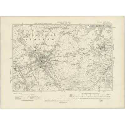 1906 Map of Cornwall LXIII.NE, 1909 Print