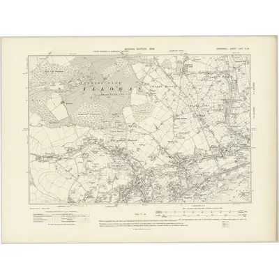 1906 Map of Cornwall LXIII.NW, 1908 Print