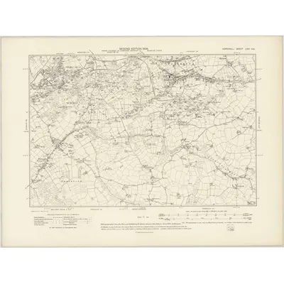 1906 Map of Cornwall LXIII.SE, 1908 Print