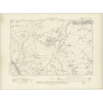 1906 Map of Cornwall LXIV.NE, 1908 Print