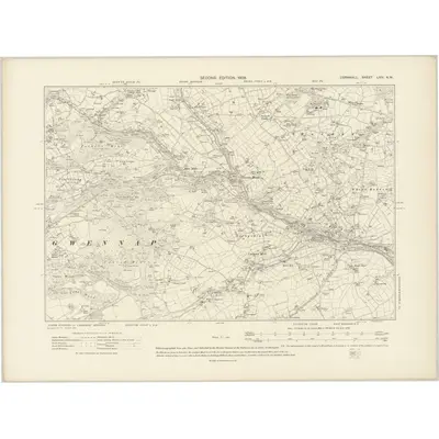 1906 Map of Cornwall LXIV.NW, 1908 Print