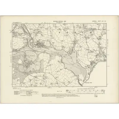 1906 Map of Cornwall LXIV.SE, 1908 Print