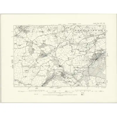 1878 Map of Cornwall LXIV.SW, 1888 Print