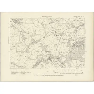 1906 Map of Cornwall LXIV.SW, 1908 Print