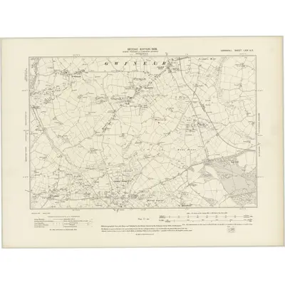 1907 Map of Cornwall LXIX.NE, 1908 Print