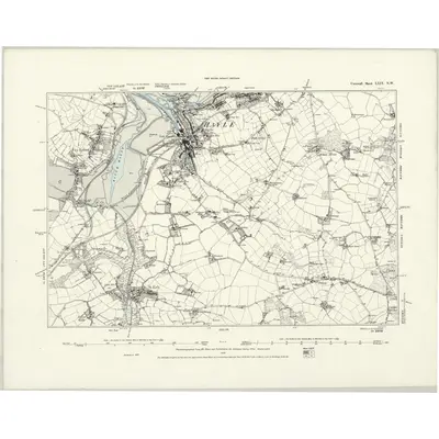 1877 Map of Cornwall LXIX.NW, 1888 Print