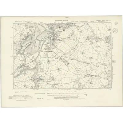 1938 Map of Cornwall LXIX.NW, 1945 Print