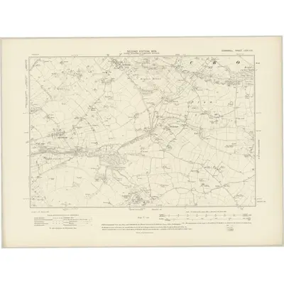 1906 Map of Cornwall LXIX.SE, 1908 Print