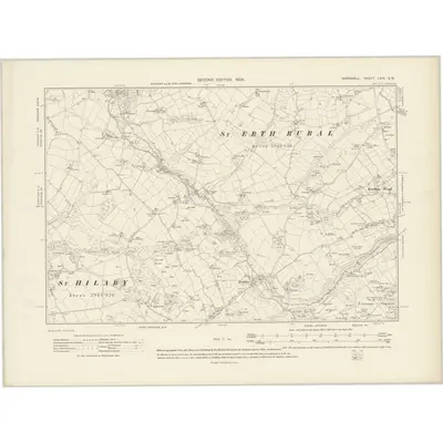 1907 Map of Cornwall LXIX.SW, 1908 Print
