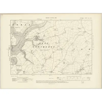 1906 Map of Cornwall LXV.NE, 1908 Print