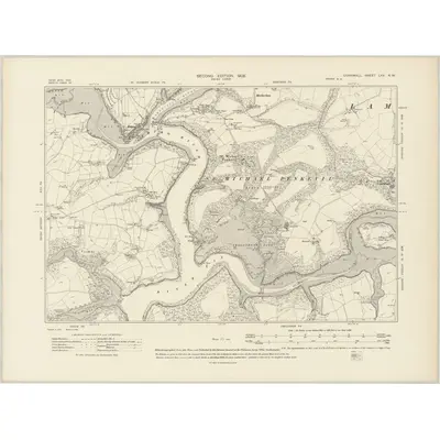 1906 Map of Cornwall LXV.NW, 1908 Print