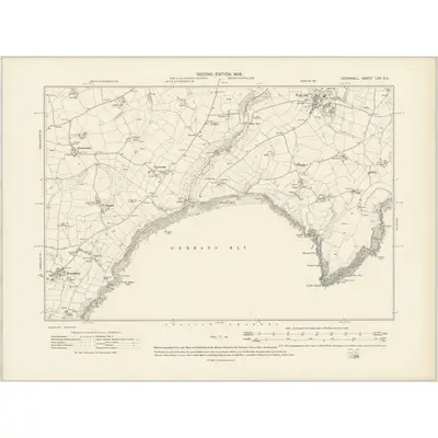 1906 Map of Cornwall LXV.SE, 1908 Print