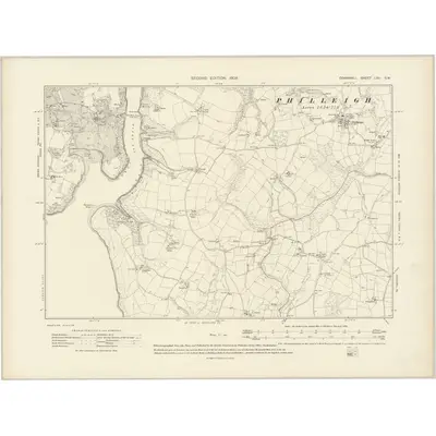 1906 Map of Cornwall LXV.SW, 1908 Print