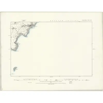 1879 Map of Cornwall LXVI.SW, 1888 Print