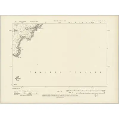 1906 Map of Cornwall LXVI.SW, 1908 Print