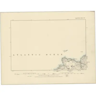 1876 Map of Cornwall LXVII.NW, 1887 Print