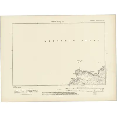 1906 Map of Cornwall LXVII.NW, 1908 Print