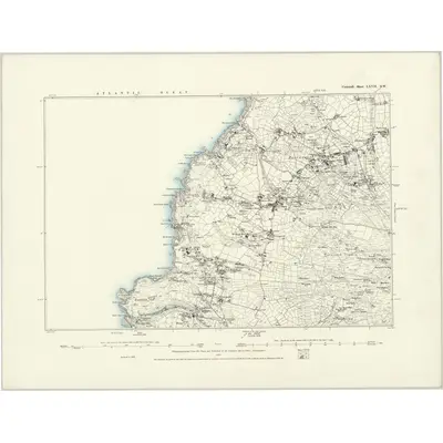 1876 Map of Cornwall LXVII.SW, 1888 Print