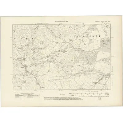 1906 Map of Cornwall LXVIII.NE, 1908 Print