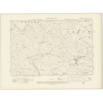 1906 Map of Cornwall LXVIII.NW, 1908 Print