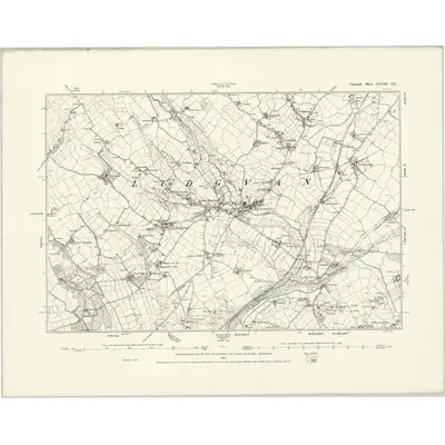 1877 Map of Cornwall LXVIII.SE, 1888 Print