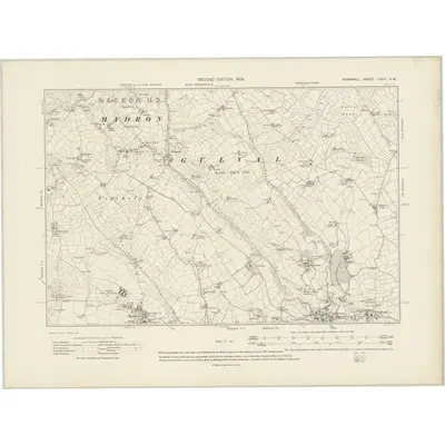 1906 Map of Cornwall LXVIII.SW, 1908 Print