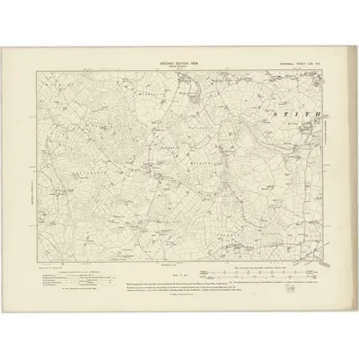 1906 Map of Cornwall LXX.NE, 1909 Print