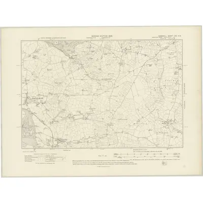 1906 Map of Cornwall LXX.NW, 1908 Print